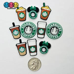 Coffee Frozen Drink Cups Fake Food Shoe Charms WITHOUT Buckle Botton Bendable Flatback Cabochons Slime Supply Fake