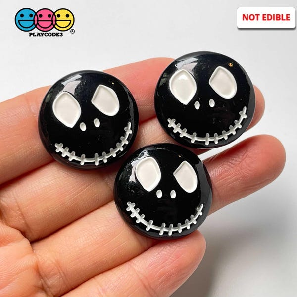 10pcs Skull Face Black Stitched Mouth Charm Halloween Slime Supplies Fake Bake Bow Accessories Cellphone Cabochons Decoden PLAYCODE3