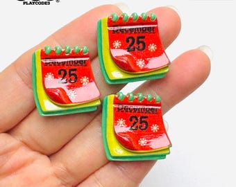 10pcs Christmas Calendar December 25 Mini Flatback Charms Slime Supplies Fake Bake Headband Hair bow Accessories Cabochons Decoden PLAYCODE3