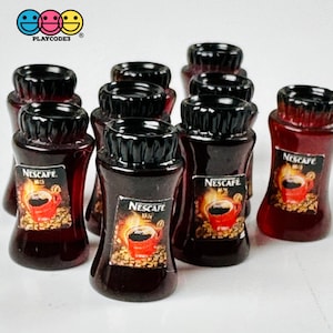 Instant Coffee Jar Mug Miniature Can Dollhouse Fake Mini Charm Cabochons 10 Pcs