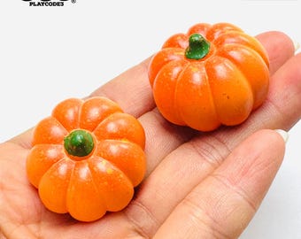 5pcs 3D Fake Pumpkin Fall Autumn Flat bottom Charms Slime Supplies Fake Bake Cabochons Decoden PLAYCODE3