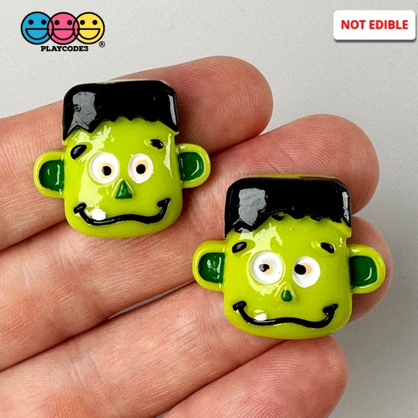 10pcs Green Monster Halloween Frankenstein Charms Slime Supplies Fake Bake Hair bow Accessories Cabochons Decoden PLAYCODE3