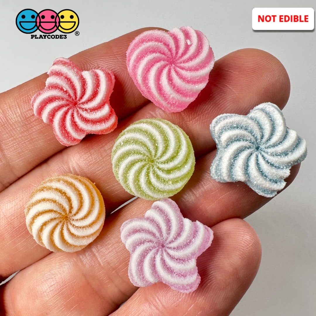Gummy Sugar Coated Hearts Multi Color Fake Candy Flatback Charms