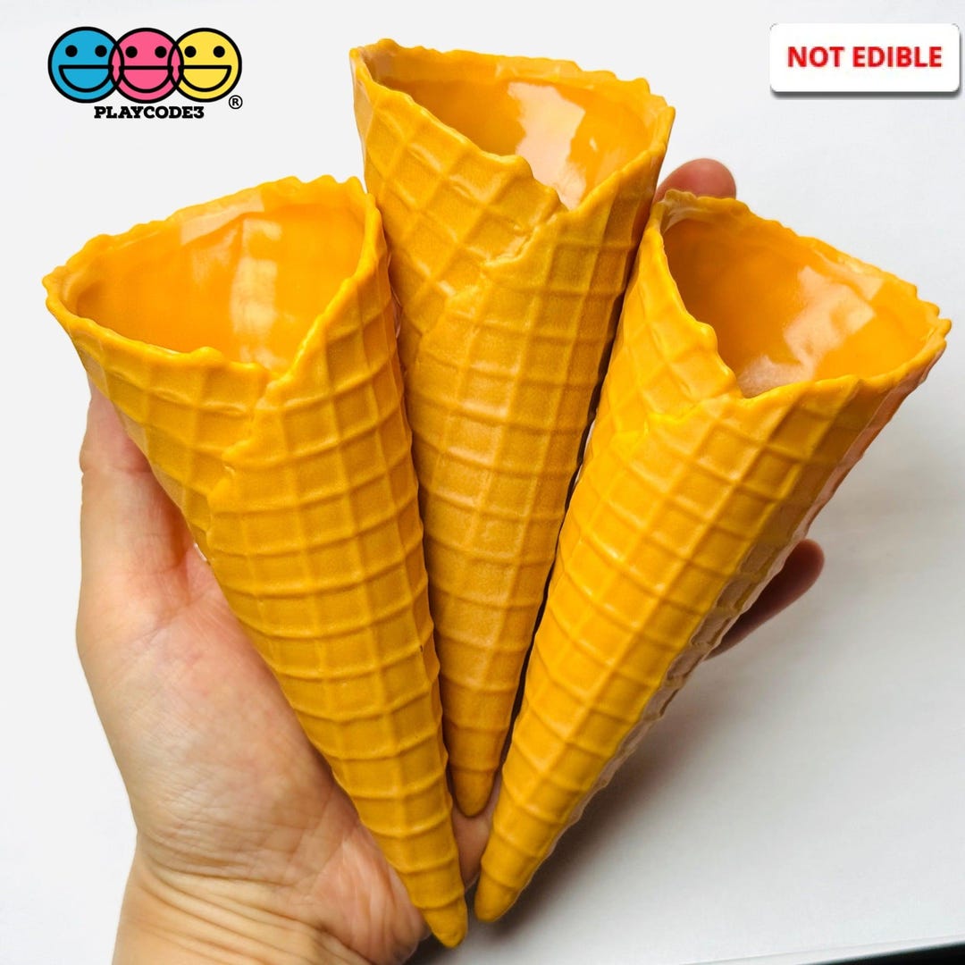 Fake NOT EDIBLE Real Size Ice Cream Waffle Cone Plastic Food Faux