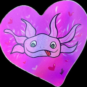 Pegatina holográfica de amor de ajolote