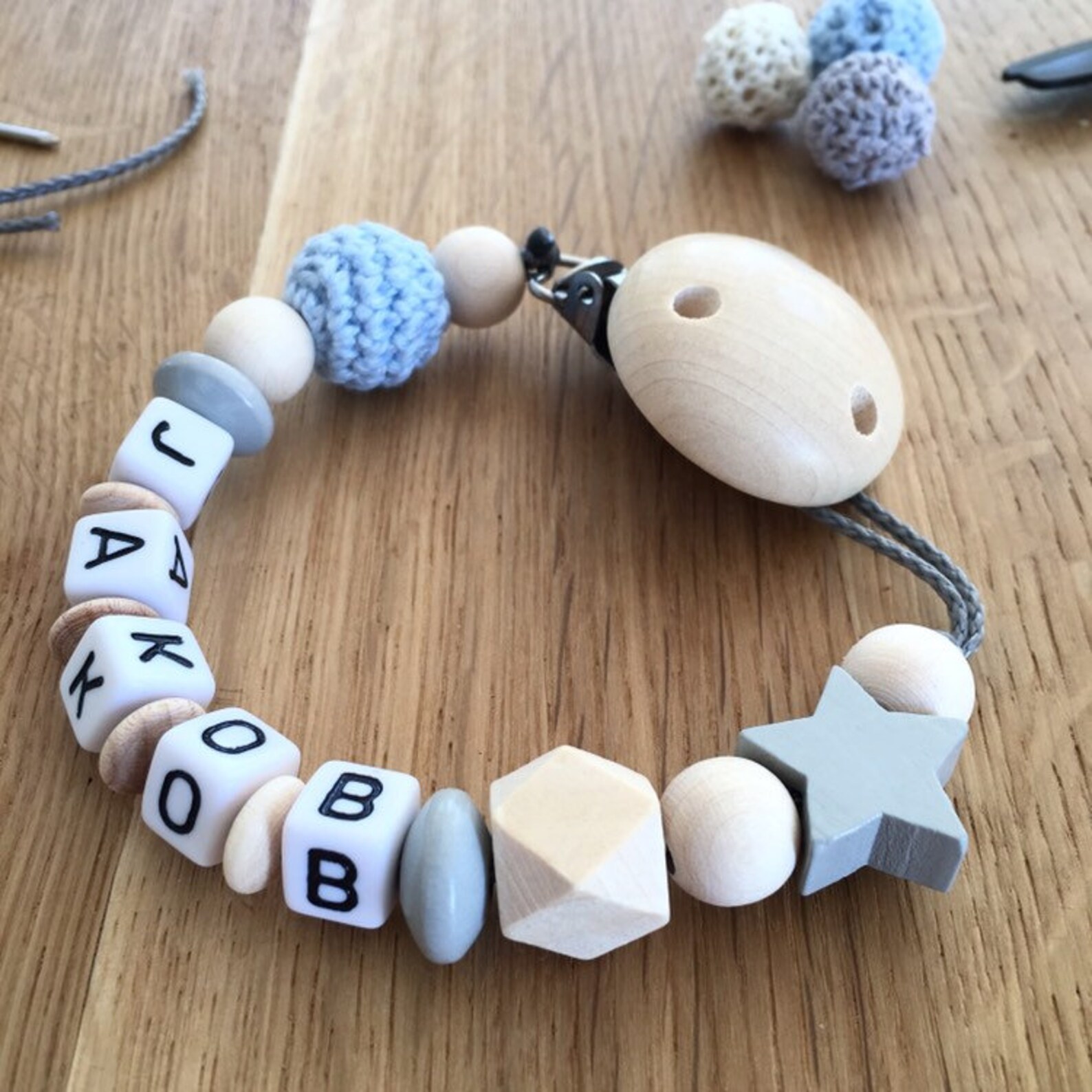 Pacifier Chain With Name classic Colors Blue Etsy UK