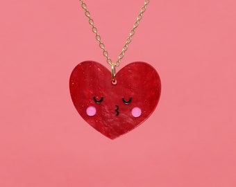 Sprankelende harthanger van acryl: handgemaakte kawaii-sieraden voor Valentijnsdag, ketting van 18 of 20 inch