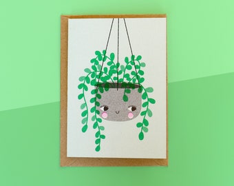 Plant A6 risograph greeting Card - blank