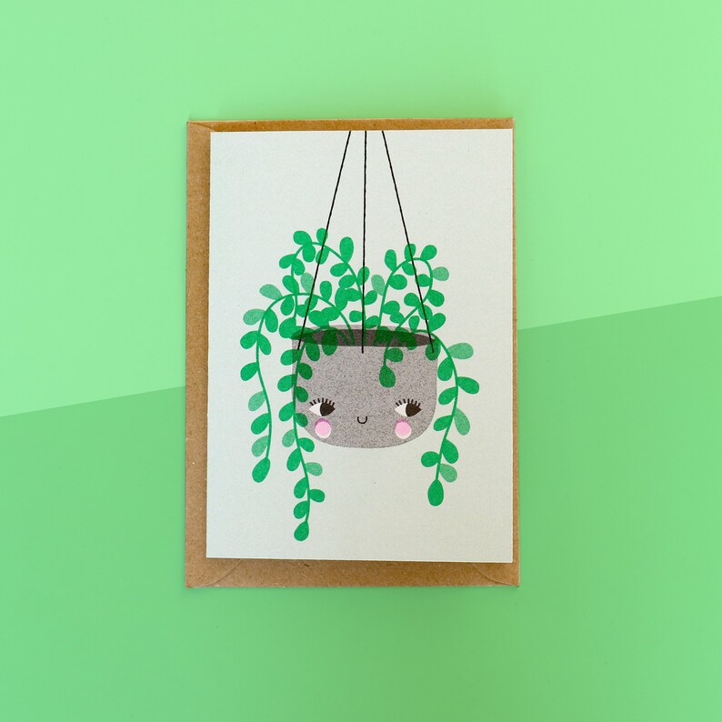 Plant A6 risograph greeting Card blank image 1