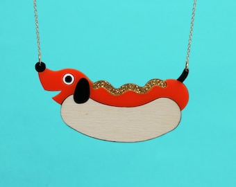 worsthond ketting, hotdog ketting eigenzinnige leuke sieraden