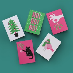 Lot de 5 cartes de Noël imprimées au format A6