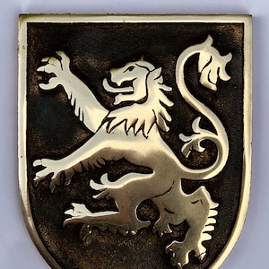 Placa decorativa de león escocés de bronce fundido en caliente, escudo rústico antiguo