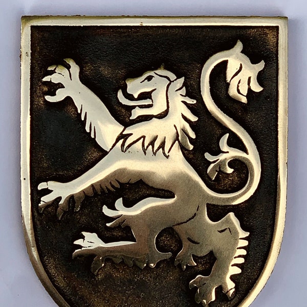 Hot Cast Bronze Scottish Lion Decorative Plaque Shield Rustic Antique