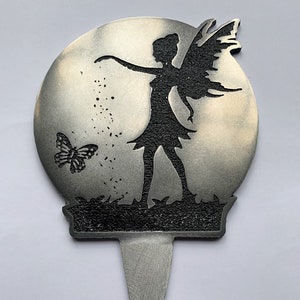 Aluminium Metal Fairy silhouette moon garden stake Ornament