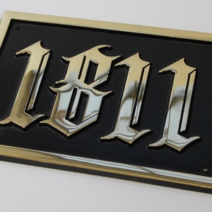 Bronze Rectangle House sign with holes in the border - old English font