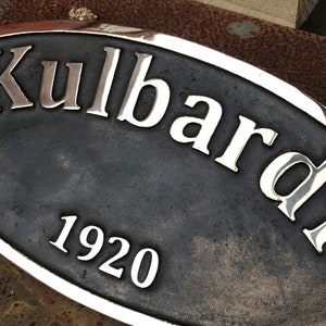 House Name Cast Bronze Metal Oval Door Address Sign, Various sizes