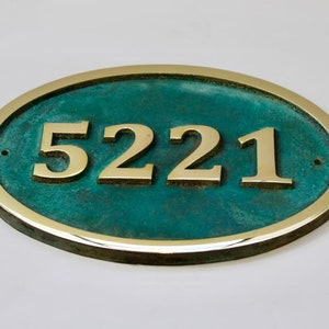 Verdigris Address Numbers Hot Cast Bronze Verdigris Oval House Plaque - Home Number Address Sign ...