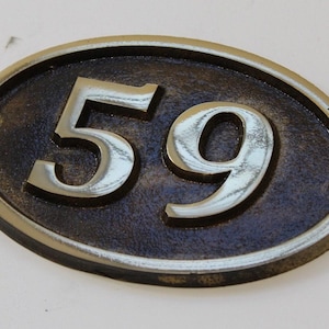 Hot Cast Bronze Oval house plaque - home number address sign (gloss lacquer)