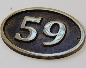 Hot Cast Bronze Oval house plaque - home number address sign (gloss lacquer)