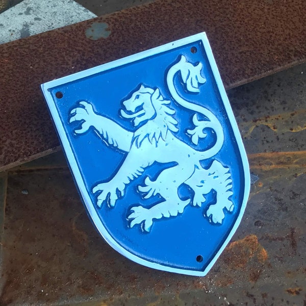 SCOTTISH LION SHIELD Cast Placa Decorativa de Aluminio Rustic Antique