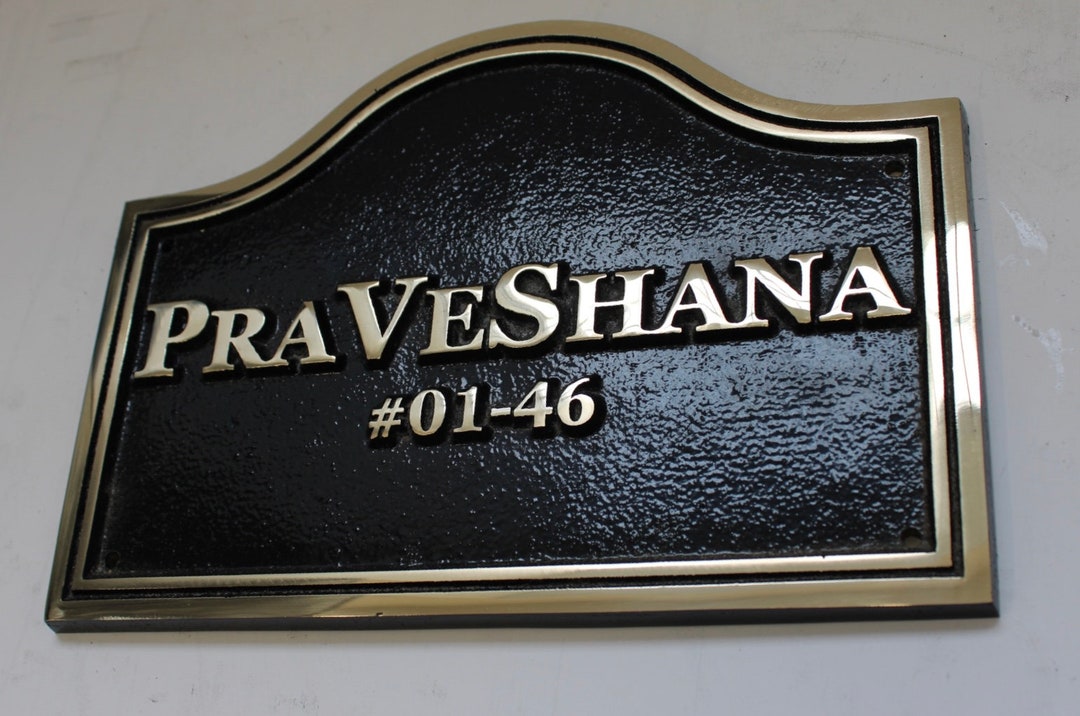 Bronze Cast House Sign With Double Border. Address Plaque Custom Name ...