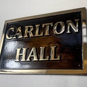 Bronze Name Plaque – Polished Rectangle House Sign – Custom Cast Metal Door Plaque – Solid Bronze Outdoor Sign