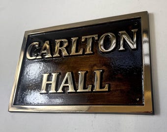 Custom Bronze House Sign – Polished Metal Door Plaque