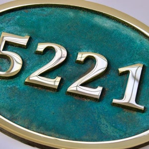 Verdigris Address Numbers Hot Cast Bronze Verdigris Oval House Plaque - Home Number Address Sign ...