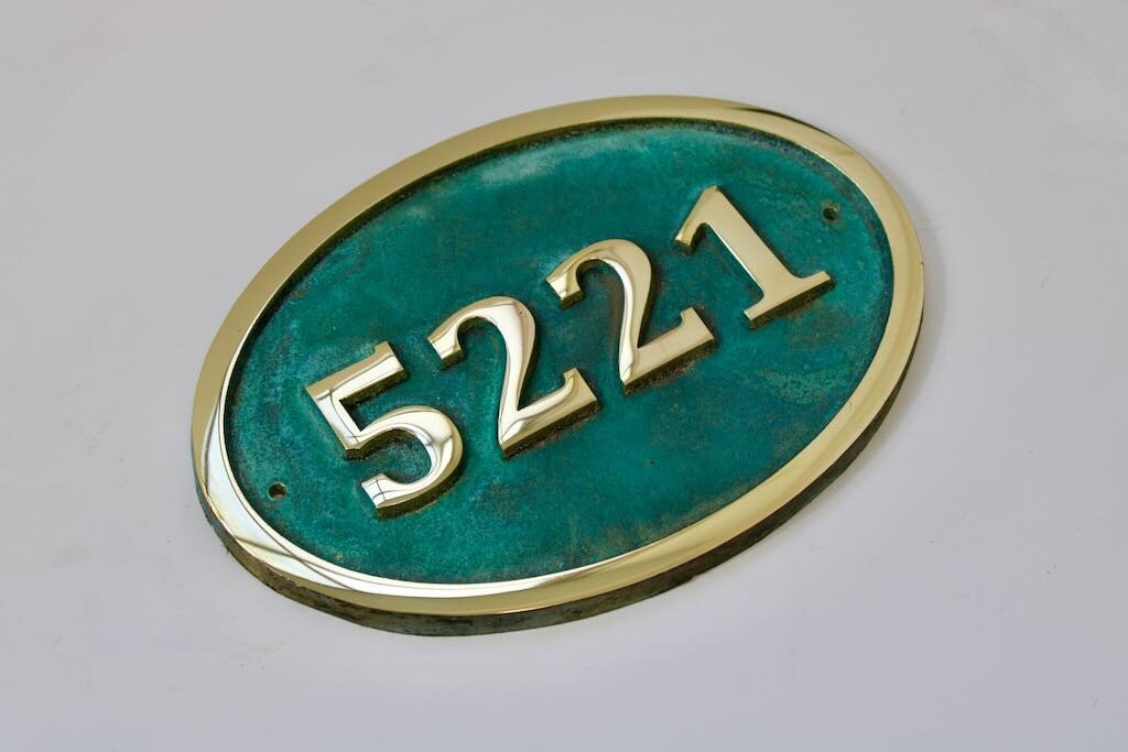 Verdigris Address Numbers Hot Cast Bronze Verdigris Oval House Plaque - Home Number Address Sign ...