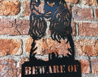 Steel Sign Beware of the Dog Pet Warning Plaque for Home & Garden Decor