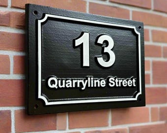 Modernes Hausschild aus Aluminium mit Straßenname (200 x 150 mm)