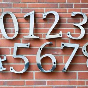 Schwimmendes Schild Hausnummer 100 mm Aluminiumguss Metall poliert Haustür Nummer 0 1 2 3 4 5 6 7 8 9