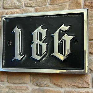 Traditional Numbered Wall Sign house number door sign old english font