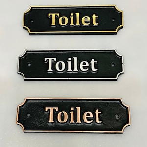 Cast Metal Toilet Sign: Vintage Style Bathroom Decor