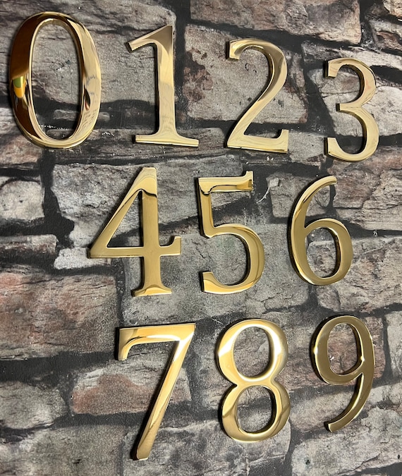 Bronze Cast Metal Numbers Polished Sign House Flat Door Number Brass 0 1 2  3 4 5 6 7 8 9 