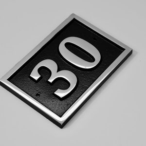 House Number Cast Aluminium Silver Rectangular Door Address Sign