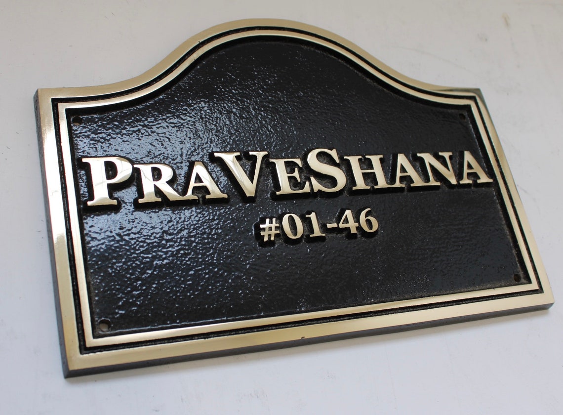 Bronze Cast House Sign With Double Border. Address Plaque Custom Name ...