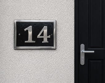 Número de casa rectangular de aluminio fundido: placa de dirección moderna