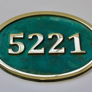 Verdigris Address Numbers Hot Cast Bronze Verdigris Oval House Plaque - Home Number Address Sign ...