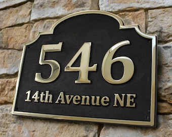 Cast Bronze Address Plaque: Custom House Number Sign