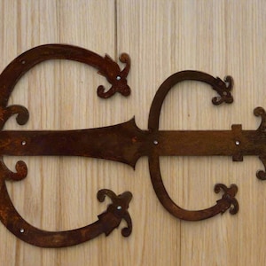 Door Hinges Antique Decorative iron / mild steel TUDOR DOOR HINGE front wrought rustic