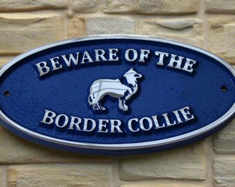 Cast Plaque Aluminum Pet Sign Border Collie Customizable Weatherproof Dog Love Metal Marker