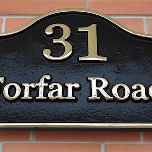 Brass House Signs with Oval Top. House Number Sign or Full Address Sign Plaque