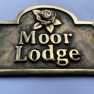Hot Cast Bronze Rose House Door Address Sign Metal Name Patina Rustic Antique