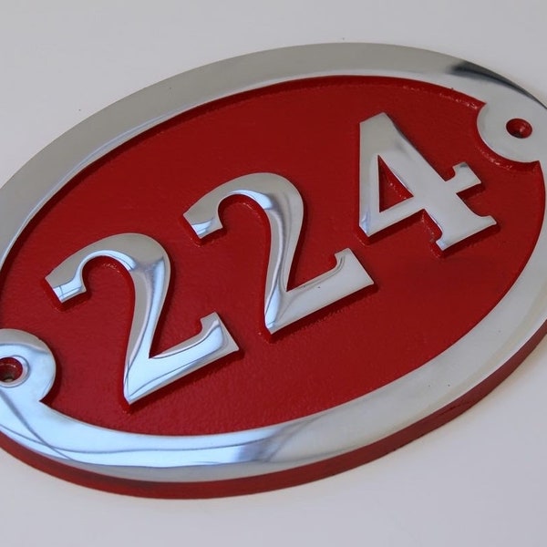 Cast Aluminium Oval House Door Number Sign Address Solid Metal