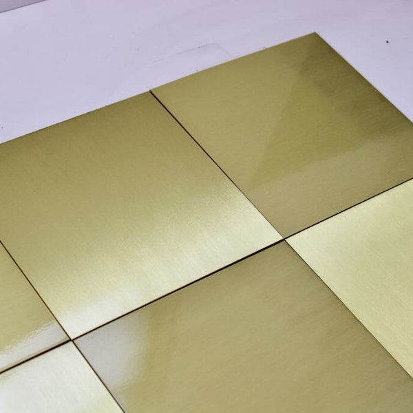 Brushed Brass Metal Square Wall Tiles Gold
