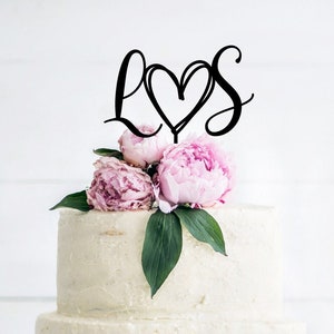 Wedding Cake Topper with Initials & Heart Design