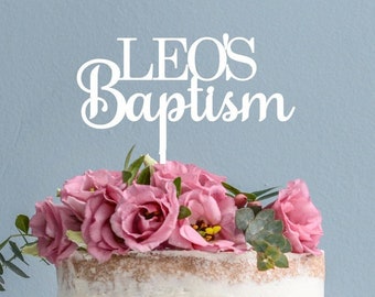 Personalised Religious Cake Topper - Customised Name Cake Topper - Cake Decoration for Christening Celebration