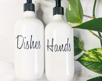 Kitchen Soap Dispenser Bottles for Hands & Dishes - 500ml Reusable Pump Dispenser Bottles | Kitchen Sink Decor | Pump Bottles