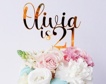 Custom Age Cake Topper With Name & Age | Birthday Cake Decoration